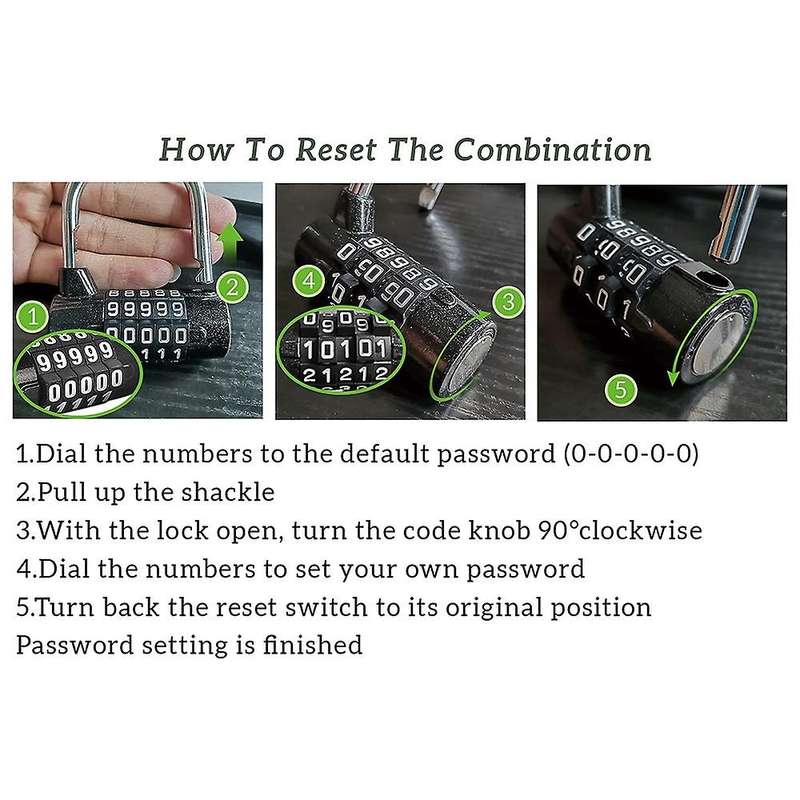 Gym Locker Lock,5-dial Padlock, Combination Lock,set Your Own 2 Pack