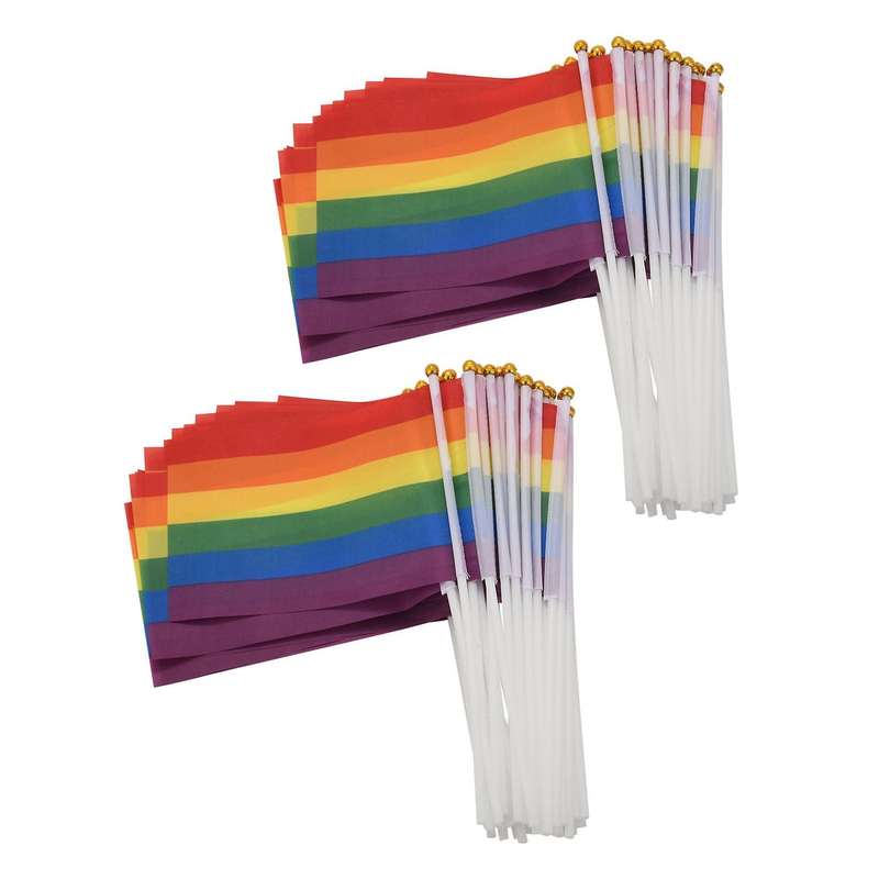 100 Pack Rainbow Small Mini Stick Flags,decorations