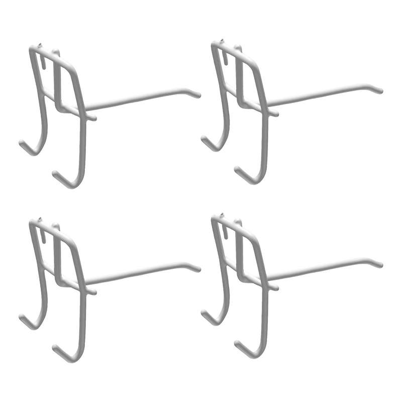 40 Pcs 3.9inch Long White Metal Store Grid Wall Bracket Display Hooks