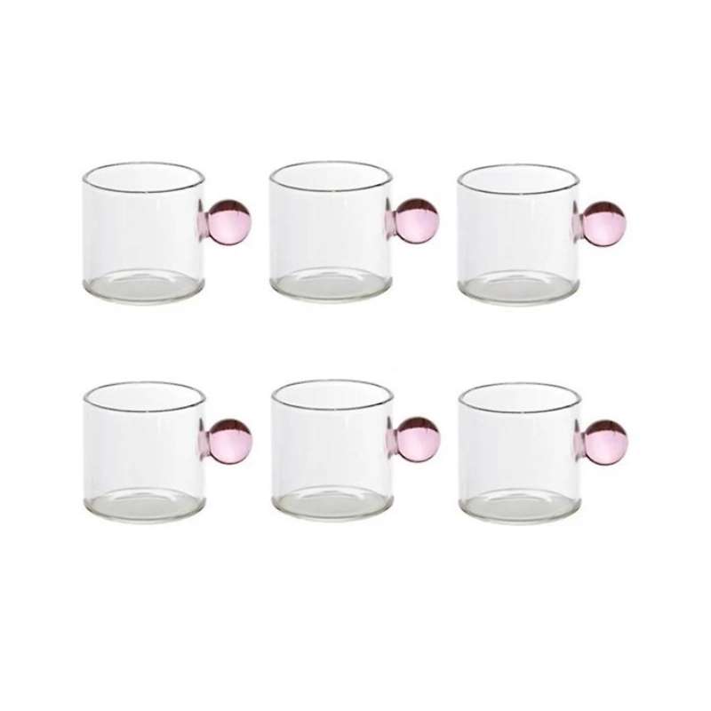 6pc Nordic Style Home Coffee Cups Heat Resistant Glass Teacups (c)