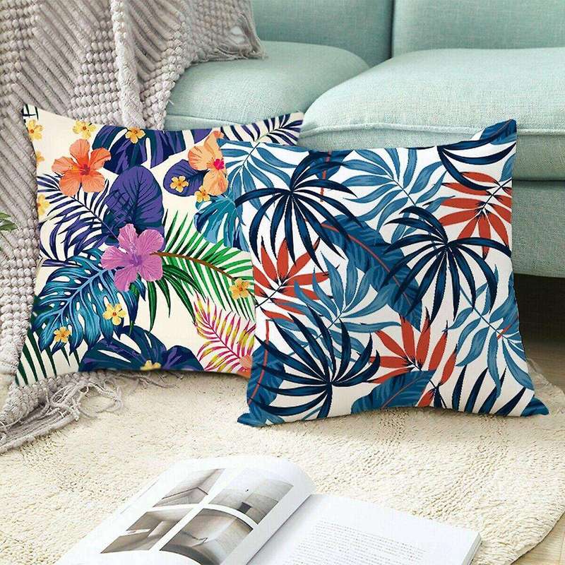 Tropical Plant Green Leaves Cushion Cover Pillow Case 6pcs Pillowcase