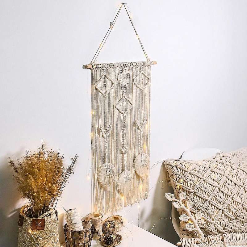 Wall Hanging Decor / Leaf Feather Woven Home Decoration for Bedroom