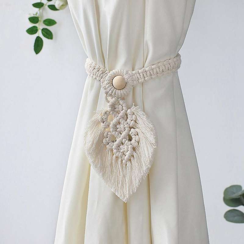 4pcs Rope Leaf Curtain Tie Backs Macrame Holdbacks