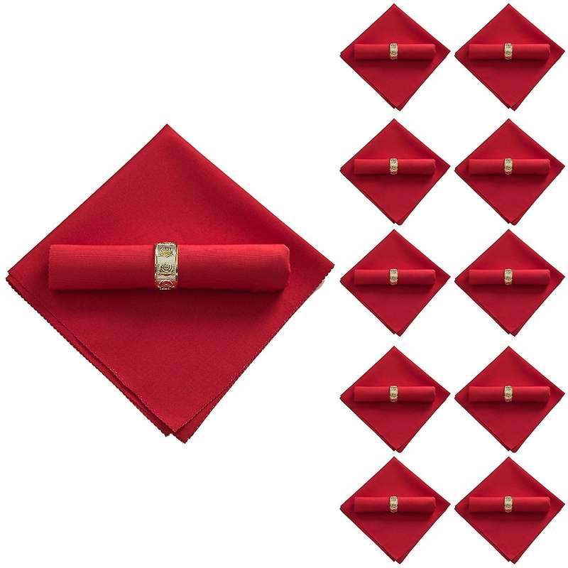10pcs 48x48cm Polyester Cloth Napkins for Restaurant, Big Red