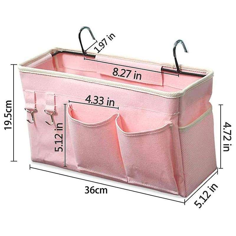 2 Pack Bedside Hanging Storage Bag for Dorm Room to Organize(pink)