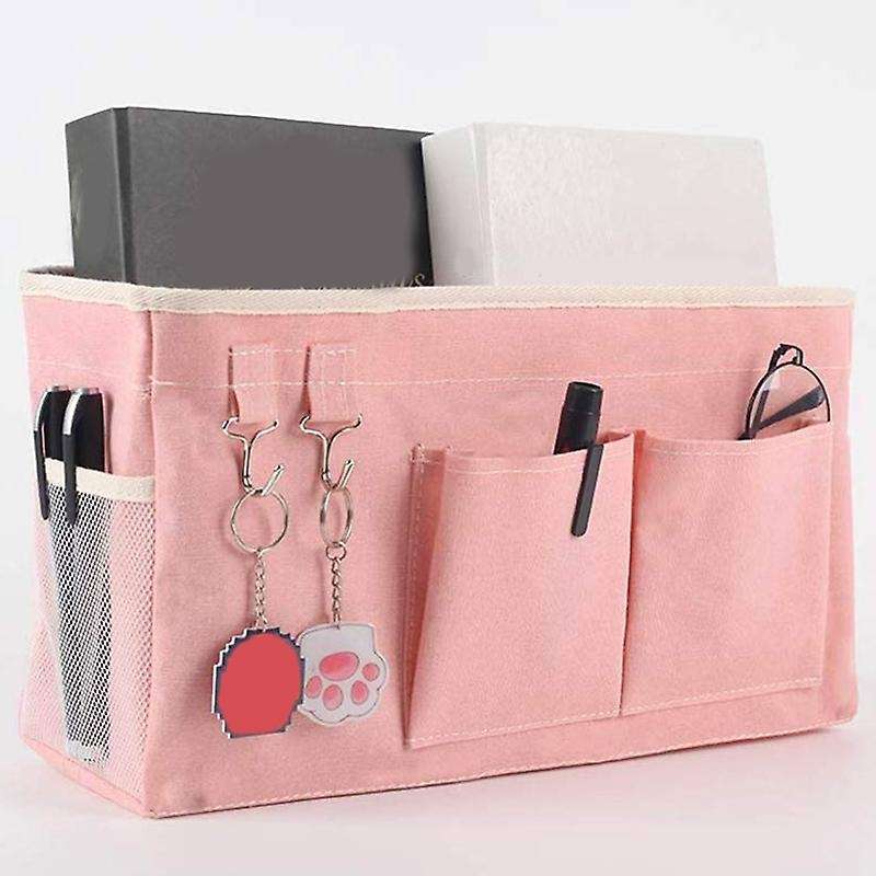 2 Pack Bedside Hanging Storage Bag for Dorm Room to Organize(pink)