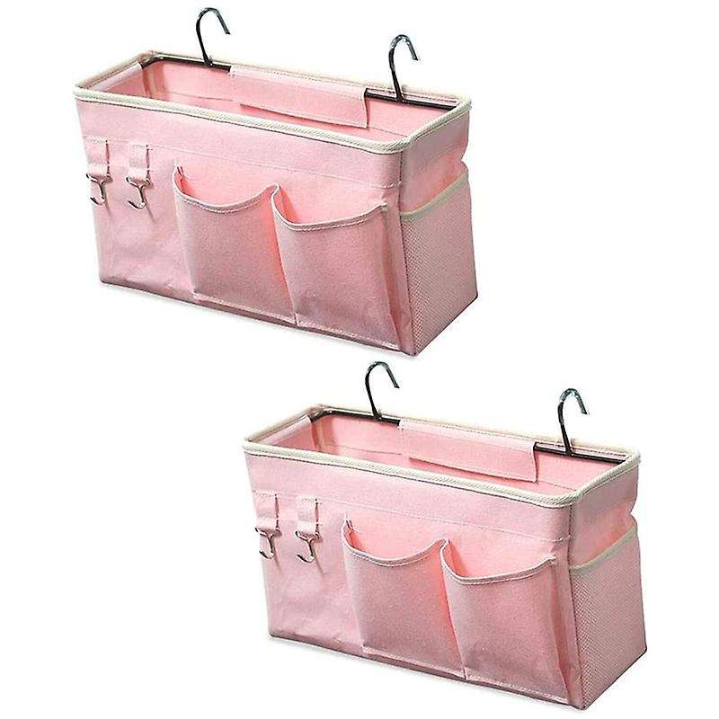 2 Pack Bedside Hanging Storage Bag for Dorm Room to Organize(pink)