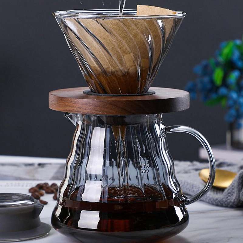 Pour Over Coffee Set V60 Dripper 500ml Coffee Server Glass Funnel,2