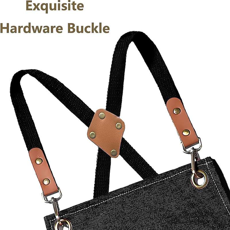 Cotton Cross Apron with Adjustable Straps& Pockets,m to Xxl(black)