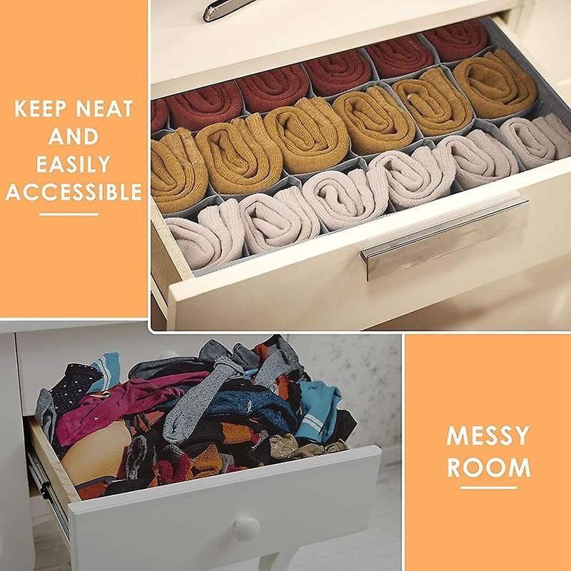 3 Pack Socks Underwear Drawer Divider, 16 Cell Closet Storage Boxes