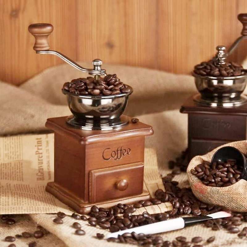 Manual Coffee Grinder Vintage Antique Style Wooden Coffee Grinder