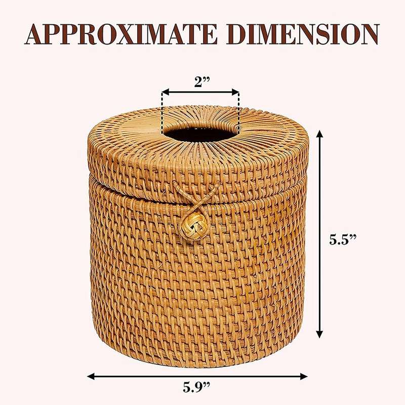 Rattan Tissue Box for Storage Single Roll and Tissues In Bathroom
