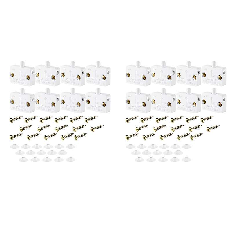16 Pieces Cabinet Lamp Switch Automatic Door Contact Switch (white)
