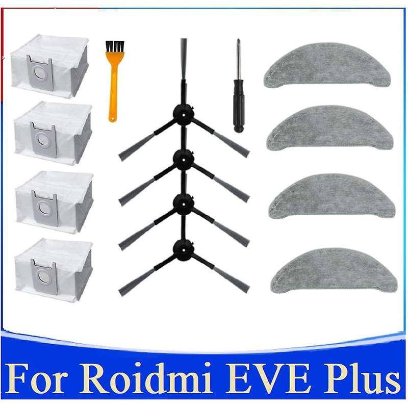 14pc for Roidmi Eve Plus Dust Bag Mop Cloth Side Brush Vacuum Cleaner