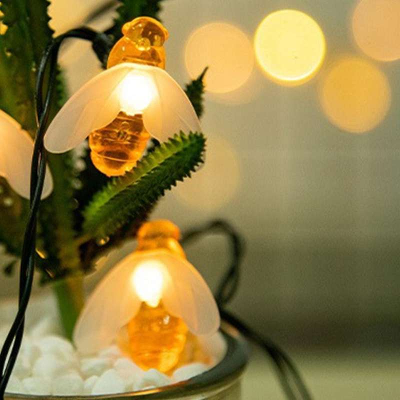 Solar Simulation Bee Light String 7m 50 Light for Garden Decor