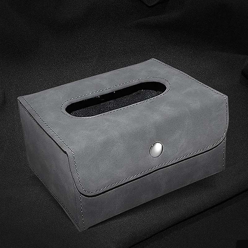Car Tissue Box Holder Dashboard Tissue Towel Cover Box for Cars Gray