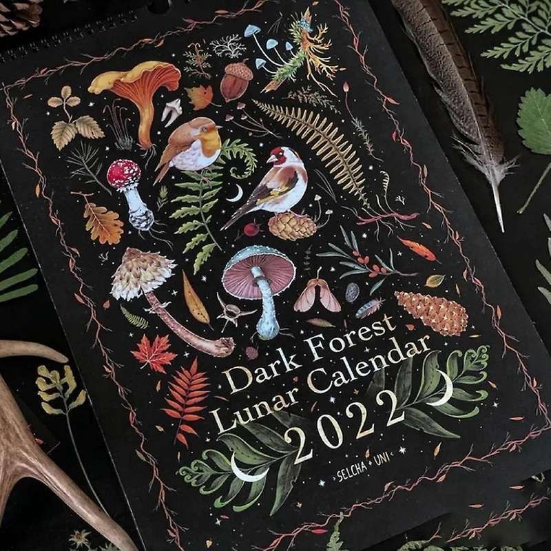 2022 New Year Wall Calendar Dark Forest Calendar Animal Wall Calendar