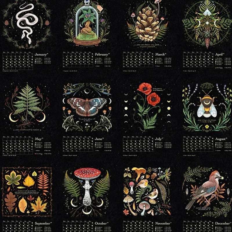 2022 New Year Wall Calendar Dark Forest Calendar Animal Wall Calendar