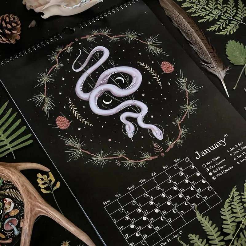 2022 New Year Wall Calendar Dark Forest Calendar Animal Wall Calendar