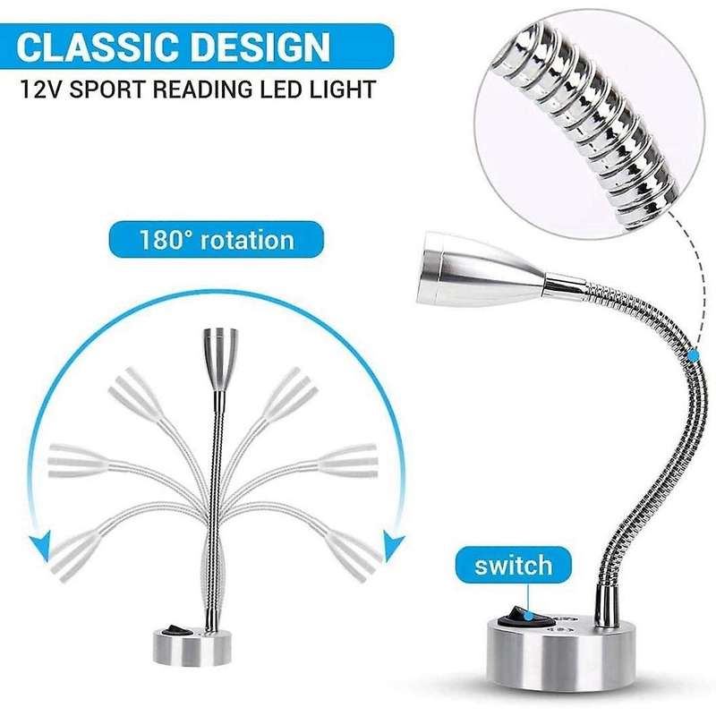 Rv 12v Reading Lamp, Adjustable Led for Camper , 3000k Warm White