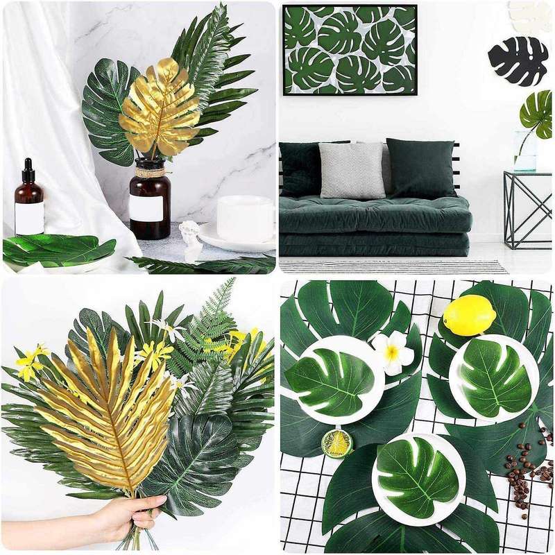 60pcs Artificial Palm Leaves for Jungle Theme Party Luau Decoration