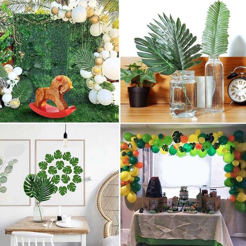 60pcs Artificial Palm Leaves for Jungle Theme Party Luau Decoration
