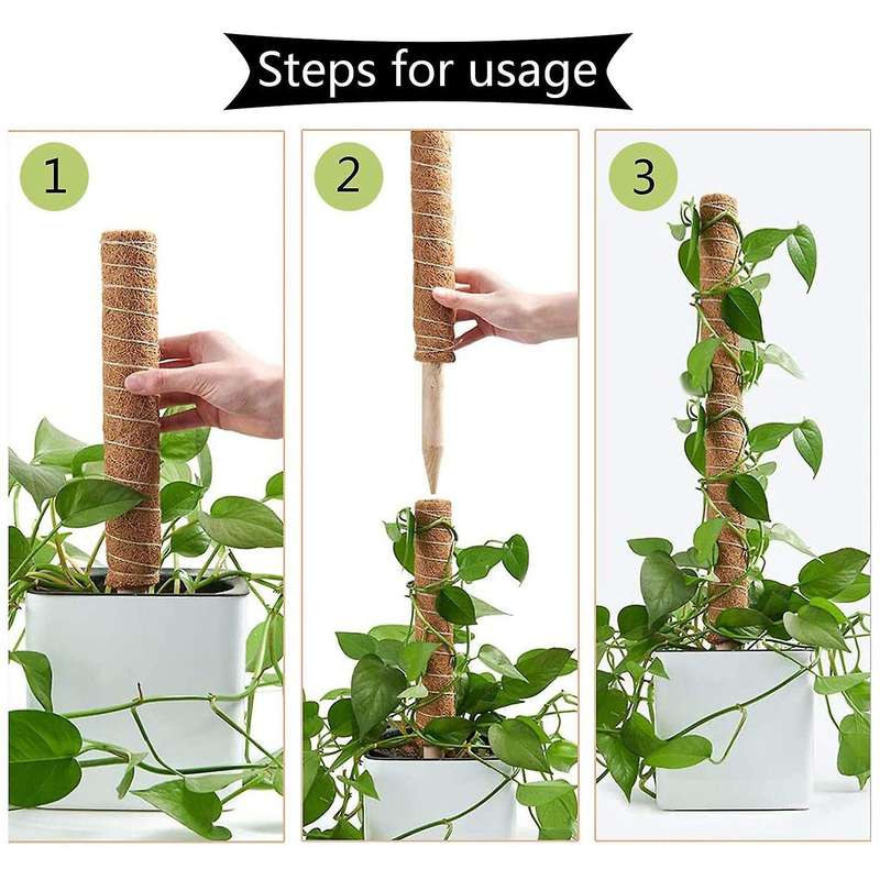 Moss Poles for Climbing Plant Coir with 20m Garden Twist Tie, 4 Pack