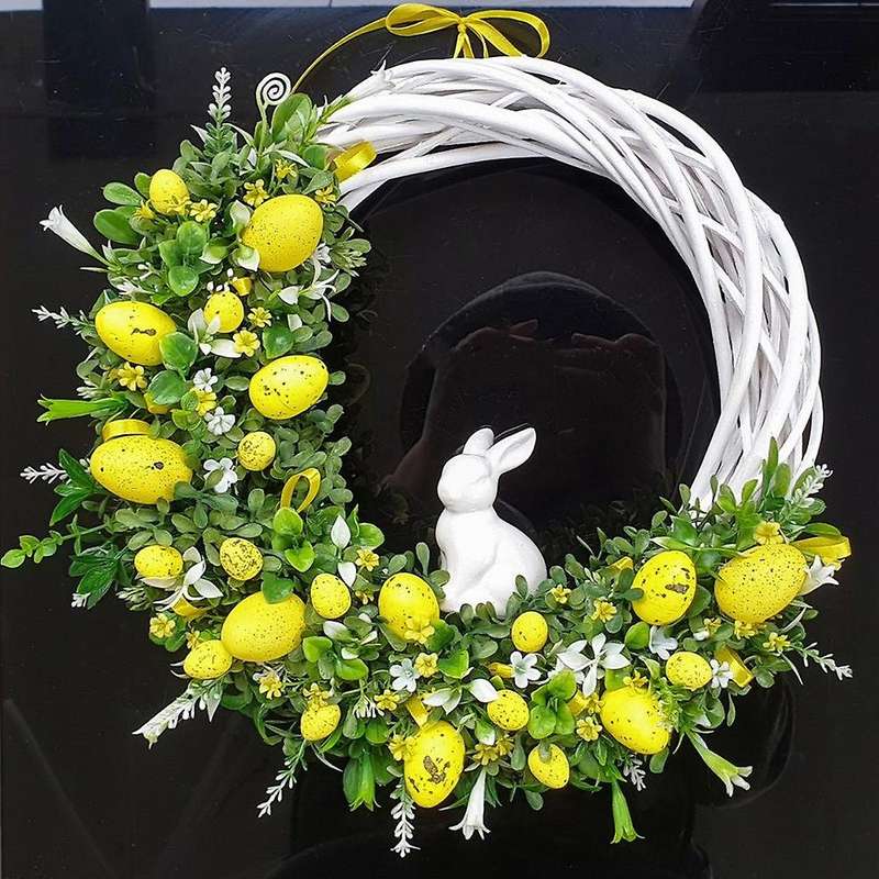 Easter Wreath Bunny Easter Decorations,for Front Door Wall Decor(c)