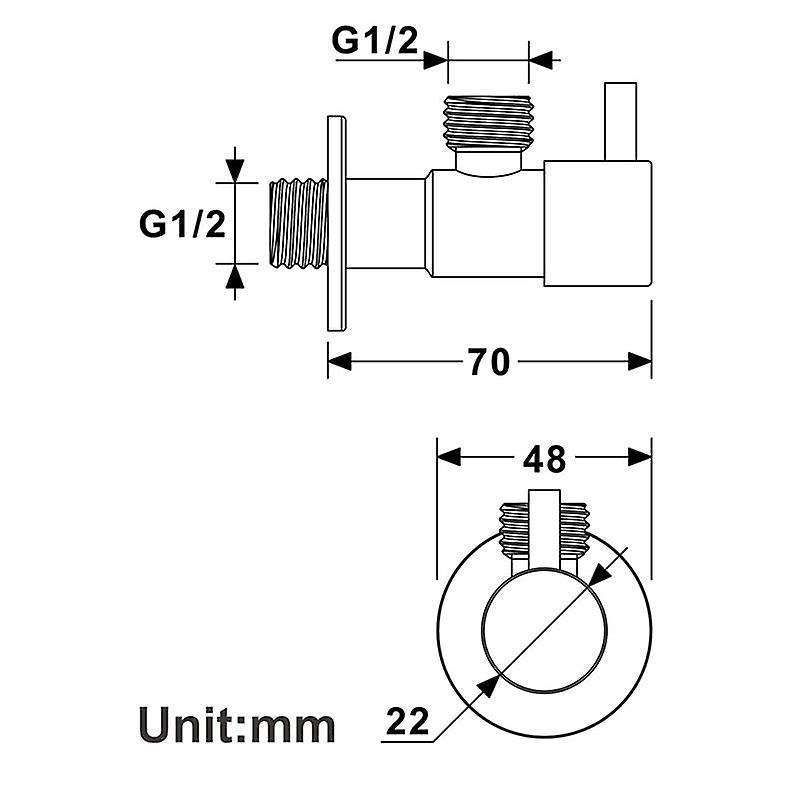 Black Angle Valve 304 Stainless Steel Water Stop Valve