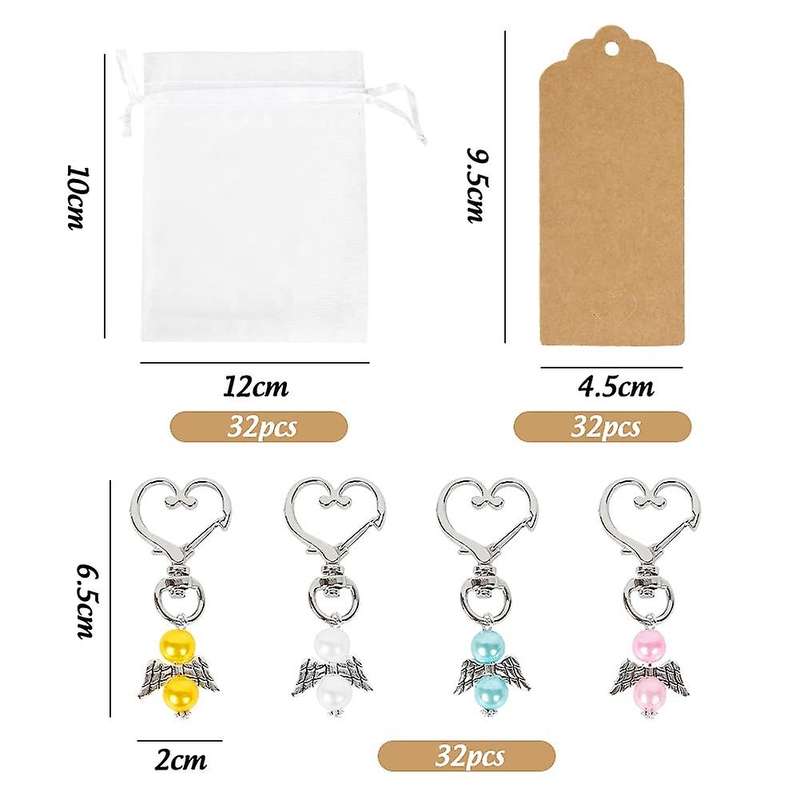 32 Sets Guardian Angel Keychain Baby Shower Gifts for Guests Angel