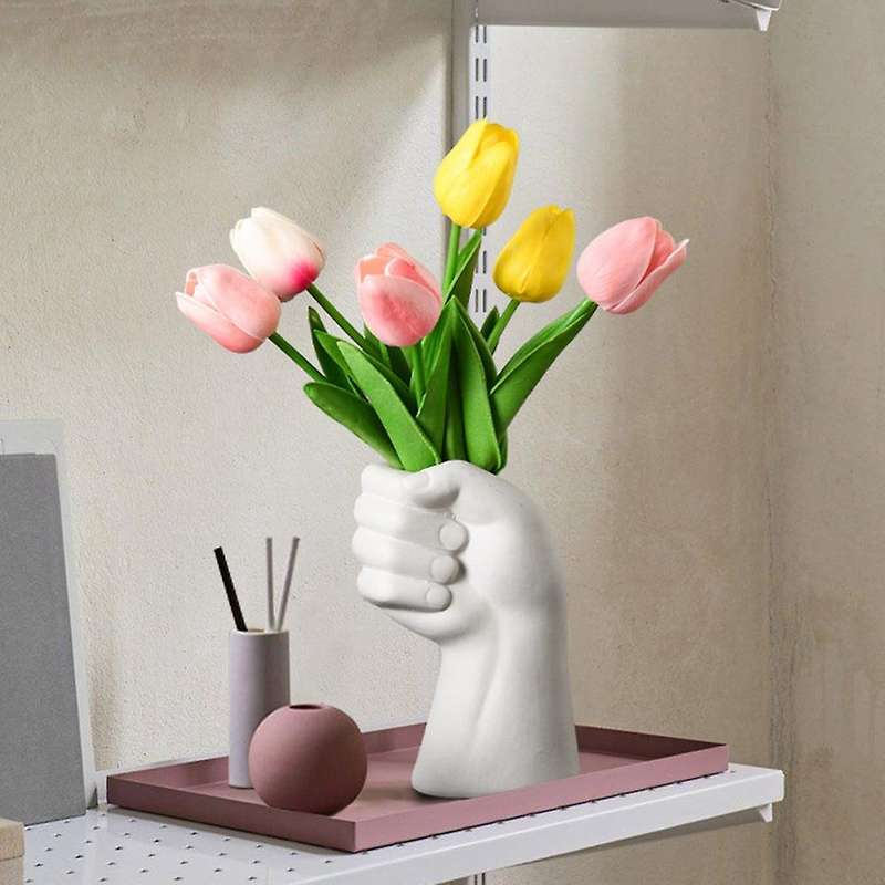 Nordic Ceramic Vase Handmade White Flower Arrangement Home Decor -b
