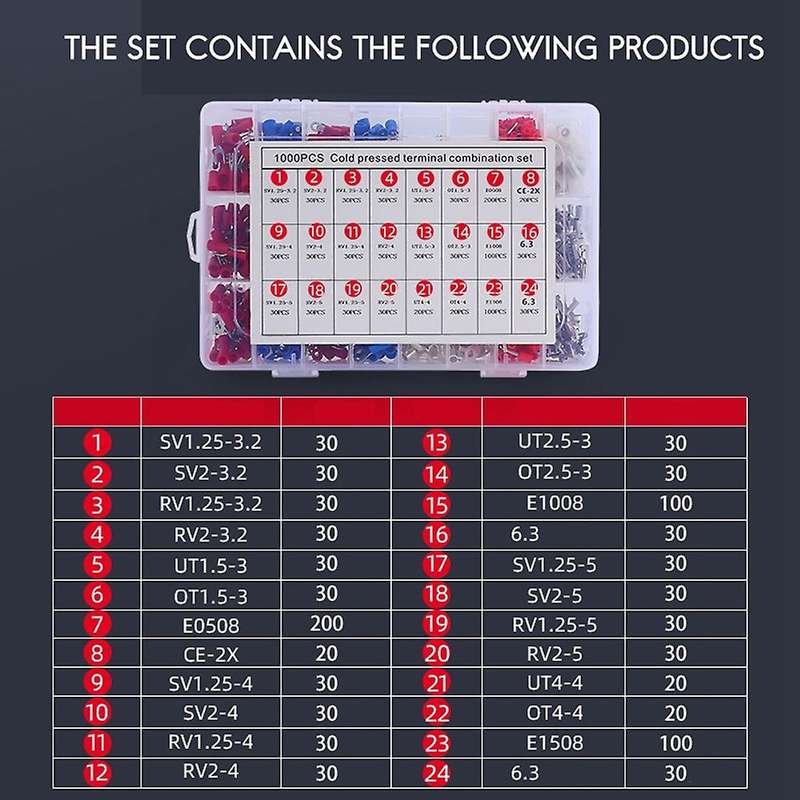 Electric Connector, 1000pcs Insulated Terminal Connection Hybrid