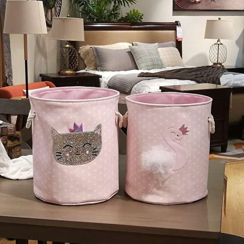 Laundry Basket Organizer Basket Drawstring Storage Swan Pattern