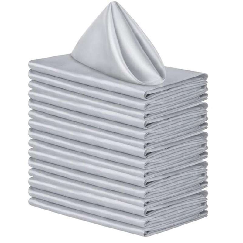 16pcs Square Satin Napkins,shiny Silk Doilies,soft and Smooth, Gray