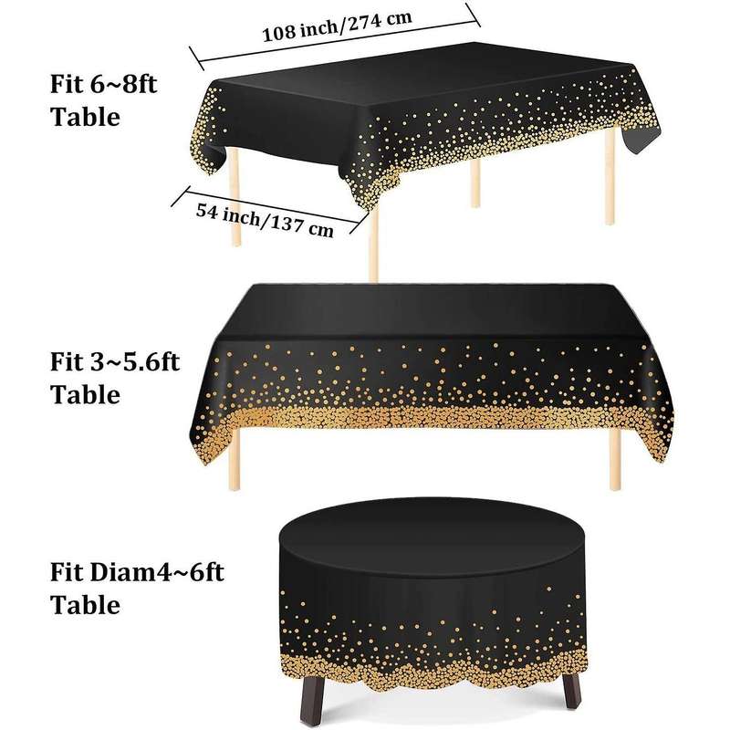 4 Pack Premium Black Disposable Plastic Table for Party Table Cloths