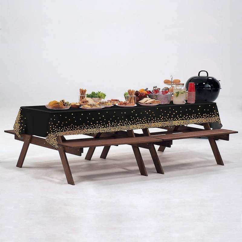 4 Pack Premium Black Disposable Plastic Table for Party Table Cloths
