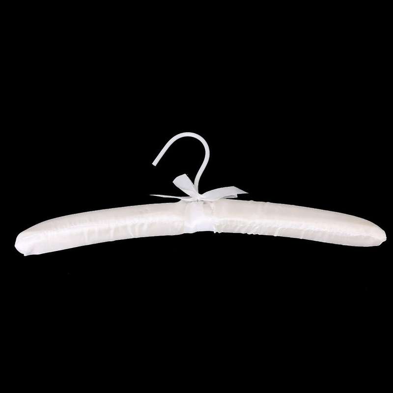5 X White Satin Padded Clothes Hook Hanger