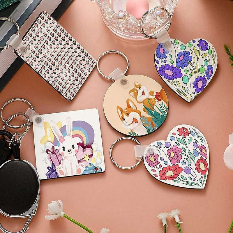 Blank Mdf Thermal Transfer Board Keychain for Heat Press Machine Gift