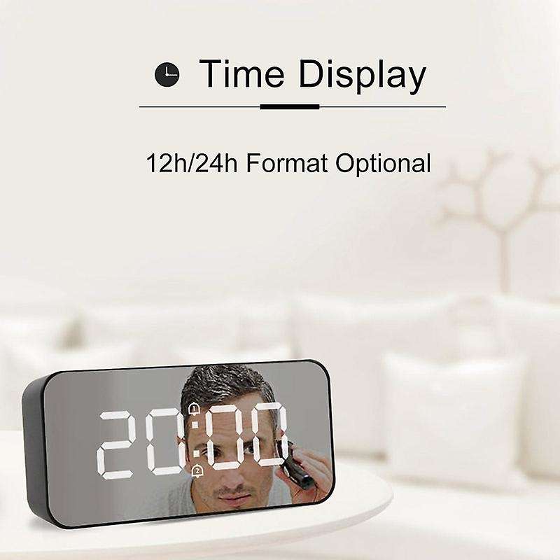 Alarm Clock Led Digital Time Snooze Table Electronic Auto (black)