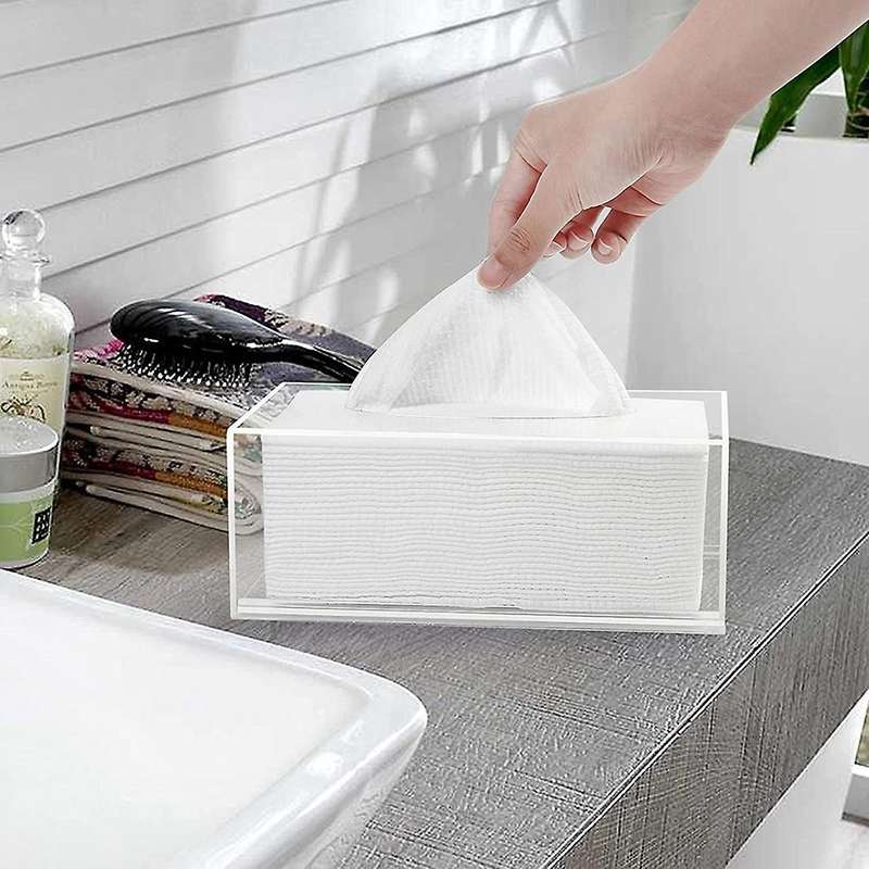 Acrylic Tissue Box Holder Tissue Box Rectangular Bathroom Countertop