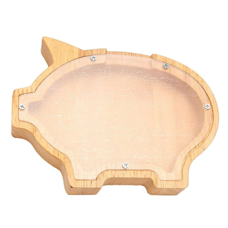 Pig Piggy Bank Pine Piggy Bank Transparent Decoration Gift 15.7x12cm