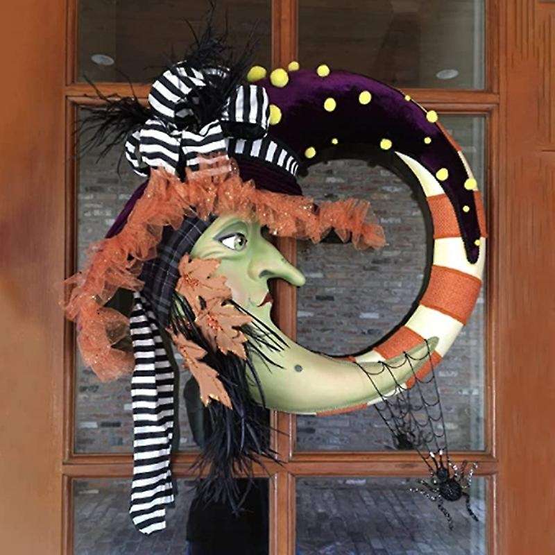 Witch Halloween Wreath for Wall Porch Farmhouse Patio Garden Decor