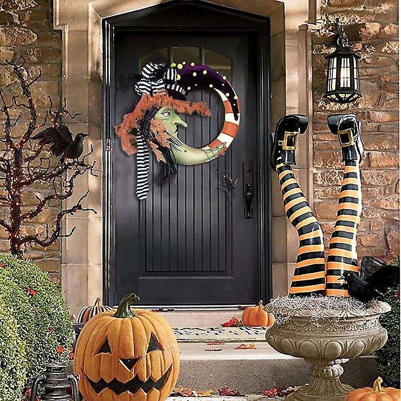 Witch Halloween Wreath for Wall Porch Farmhouse Patio Garden Decor