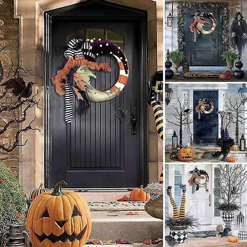 Witch Halloween Wreath for Wall Porch Farmhouse Patio Garden Decor