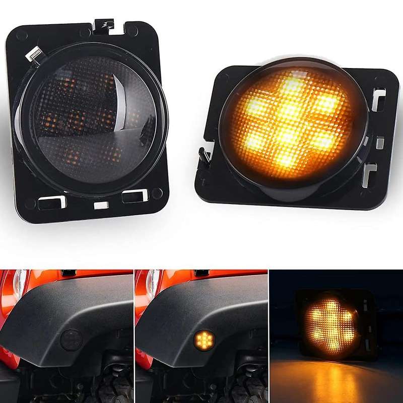 Smoke Lens Led Side Marker Turn Signal for Jeep Wrangler 2007-2017