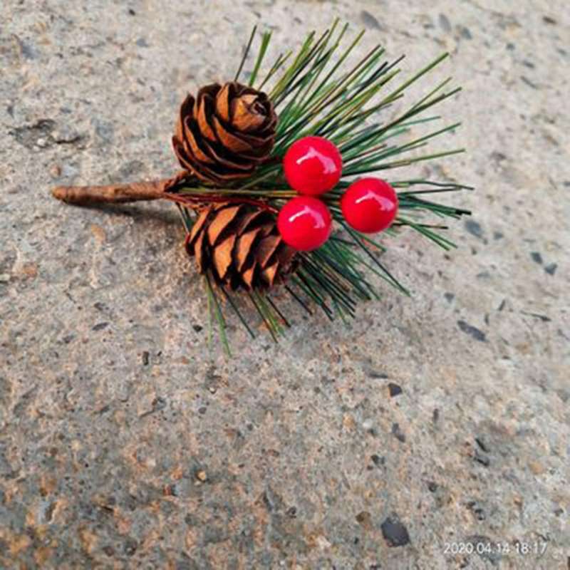 40pcs Artificial Flower Red Christmas Pine Cone for Home Decor