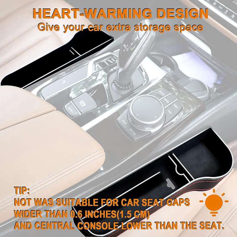 2pcs Car Seat Space Filler Storage Bag Front Seat Space Filler
