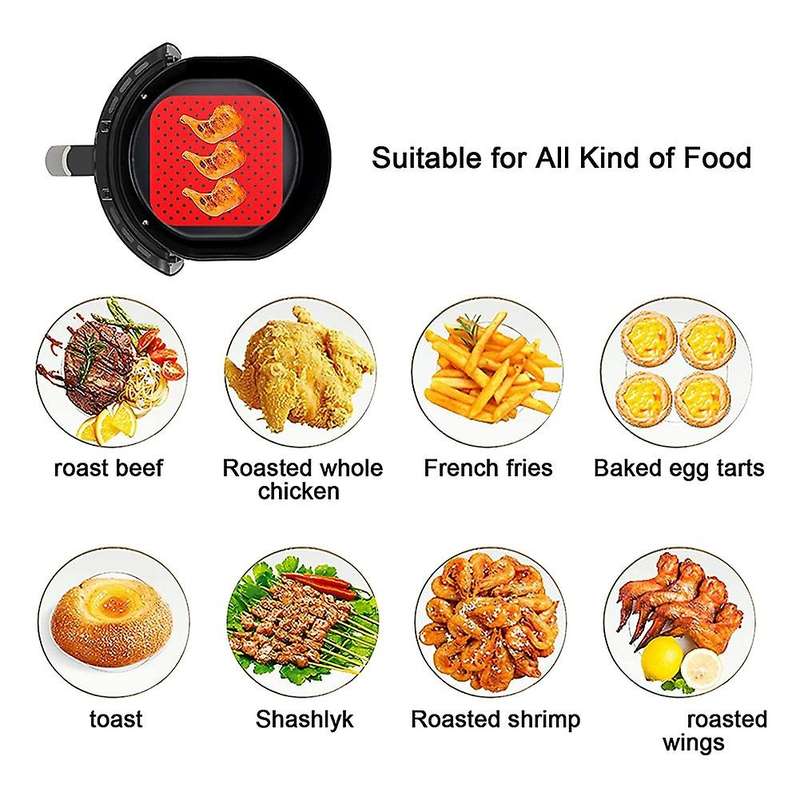 4pack Square 8.5 Inch Silicone Air Fryer Basket Mats for 5.7qt