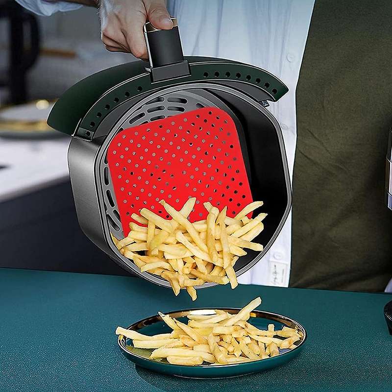 4pack Square 8.5 Inch Silicone Air Fryer Basket Mats for 5.7qt