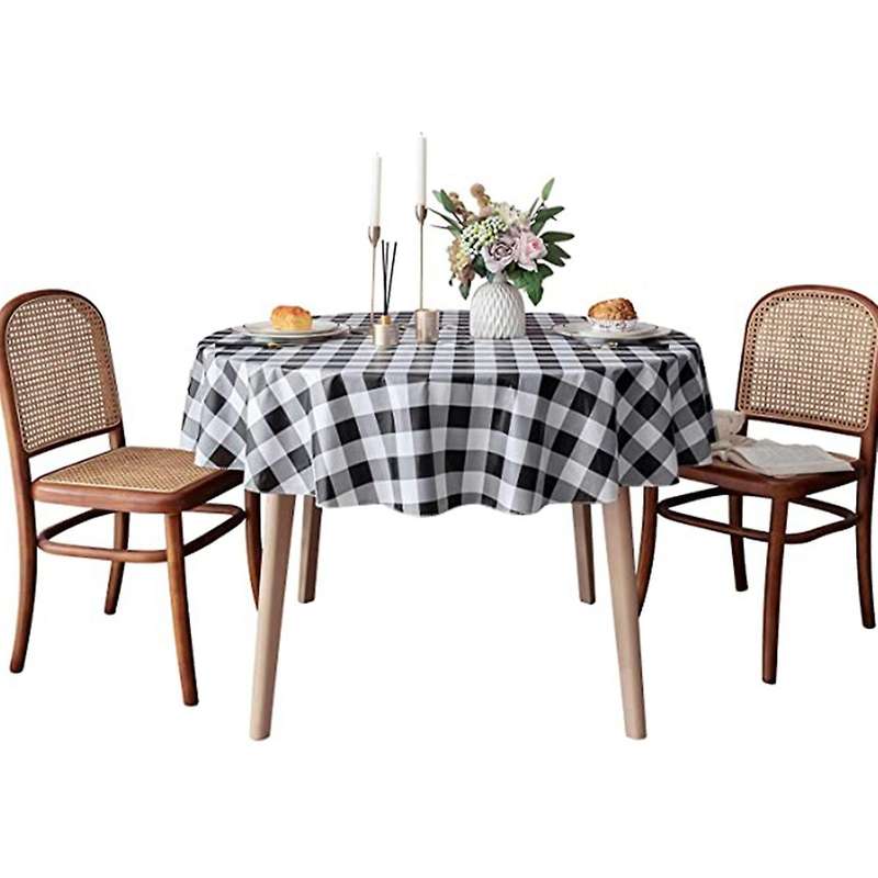 60 Inch Round Buffalo Check Tablecloth, 100% Cotton